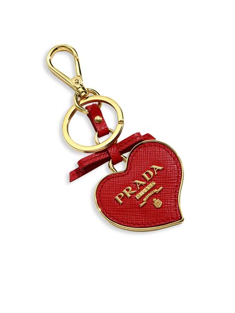 prada red heart keychain|Prada Red Leather Heart and Goldtone Metal Keychain (1.5in) [In .